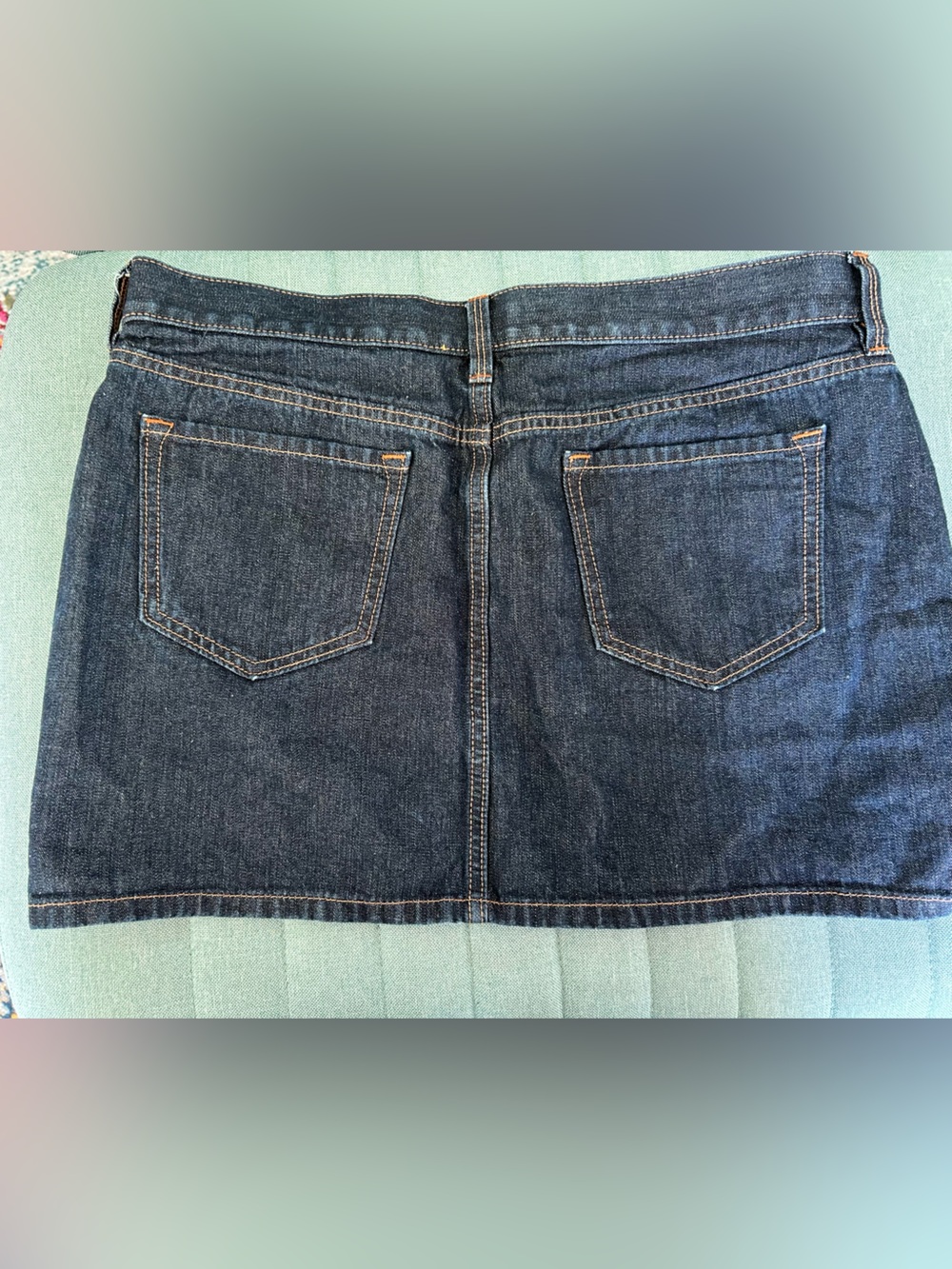 Old Navy Dark Indigo Denim Skirt with Contrast Stitching